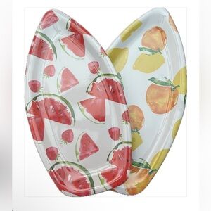 Melamine Serving Platters Set of 2  Watermelon Strawberry and Citrus Design  NEW